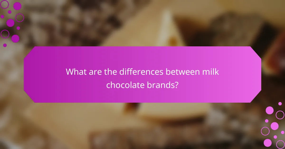 What are the differences between milk chocolate brands?